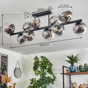 hofstein Gastor Plafonnier, Boule lumineuse Clair, Fumé, 10 lumières* Lampes Modernes