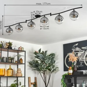 hofstein Gastor Plafonnier, Boule lumineuse Chrome, Clair, Fumé, 6 lumières* Lampes Modernes