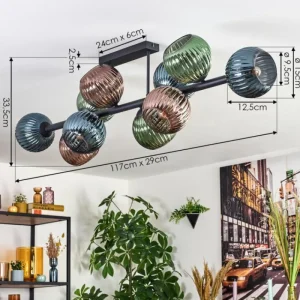 hofstein Gastor Plafonnier, Boule lumineuse Bleu, Vert, Cuivré, 10 lumières* Lampes Modernes