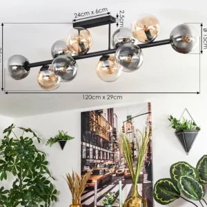 hofstein Gastor Plafonnier, Boule lumineuse Ambre, Clair, Fumé, 10 lumières* Lampes Modernes