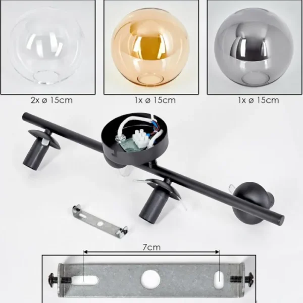 hofstein Gastor Plafonnier, Boule lumineuse Ambre, Clair, Fumé, 4 lumières* Lampes Modernes