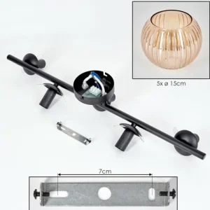 hofstein Gastor Plafonnier, Boule lumineuse Ambre, 5 lumières* Lampes Modernes
