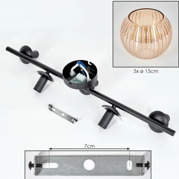 hofstein Gastor Plafonnier, Boule lumineuse Ambre, 5 lumières* Lampes Modernes