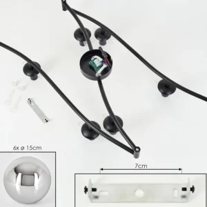 hofstein Gastor Plafonnier, Boule lumineuse Chrome, Fumé, 6 lumières* Lampes Modernes