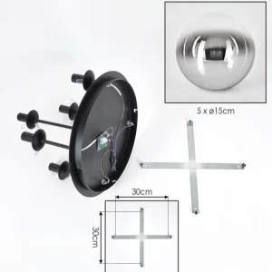 hofstein Gastor Plafonnier, Boule lumineuse 45 cm Chrome, Clair, Fumé, 5 lumières* Lampes Modernes