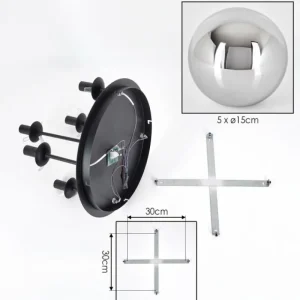 hofstein Gastor Plafonnier, Boule lumineuse 45 cm Chrome, Fumé, 5 lumières* Lampes Modernes