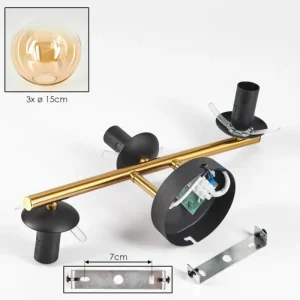 hofstein Gastor Plafonnier, Boule lumineuse 42 cm Or, Noir, 3 lumières* Lampes En Verre