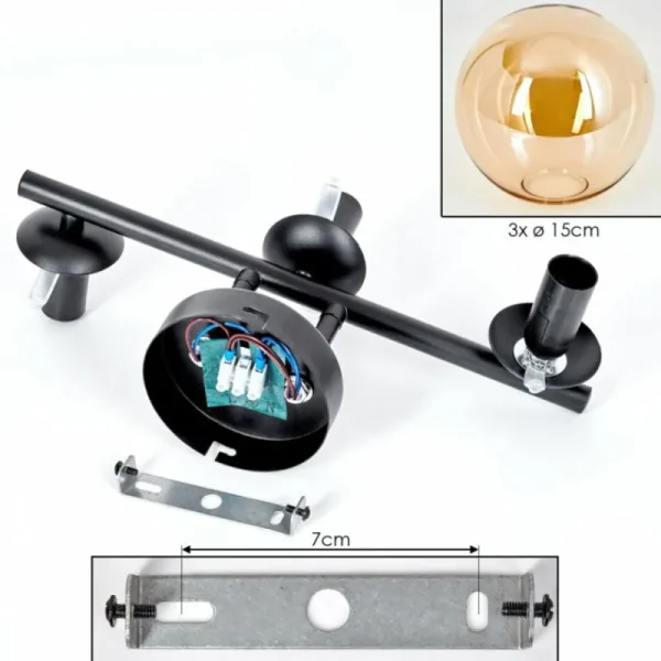 hofstein Gastor Plafonnier, Boule lumineuse Ambre, 3 lumières* Lampes En Verre