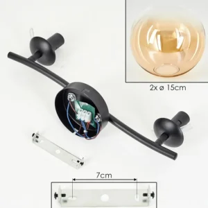 hofstein Gastor Plafonnier, Boule lumineuse Ambre, Clair, 2 lumières* Lampes En Verre