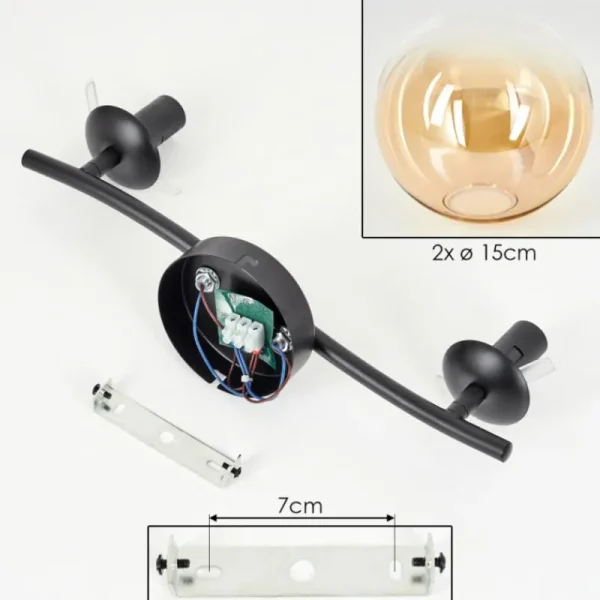 hofstein Gastor Plafonnier, Boule lumineuse Ambre, Clair, 2 lumières* Lampes En Verre