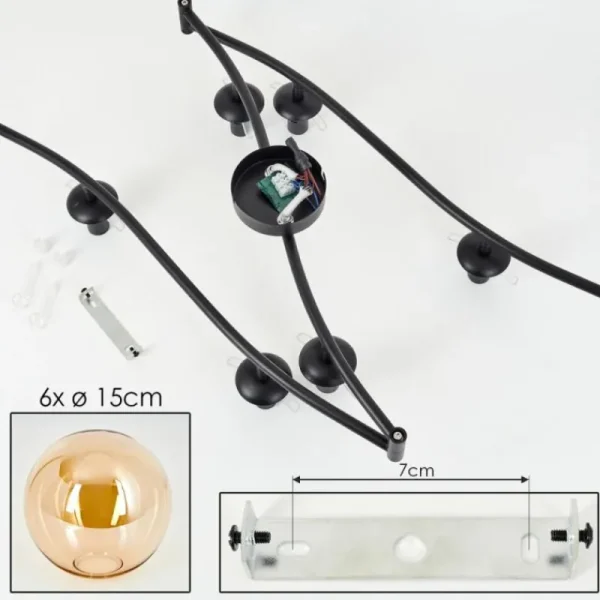 hofstein Gastor Plafonnier, Boule lumineuse Ambre, 6 lumières* Lampes En Verre