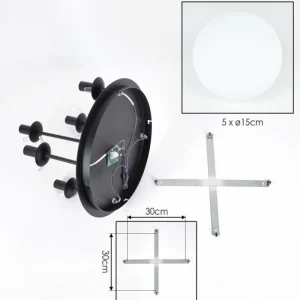 hofstein Gastor Plafonnier, Boule lumineuse 45 cm Blanc, 5 lumières* Lampes En Verre