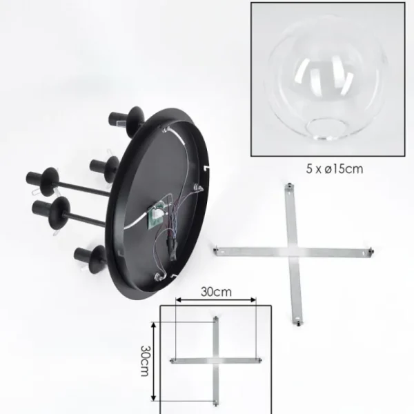hofstein Gastor Plafonnier, Boule lumineuse 45 cm Clair, 5 lumières* Lampes En Verre