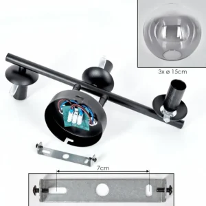 hofstein Gastor Plafonnier, Boule lumineuse Clair, Fumé, 3 lumières* Lampes Modernes