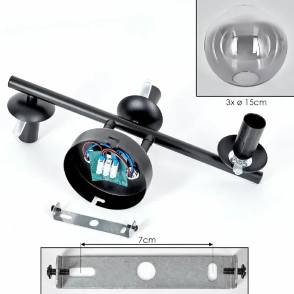 hofstein Gastor Plafonnier, Boule lumineuse Clair, Fumé, 3 lumières* Lampes Modernes
