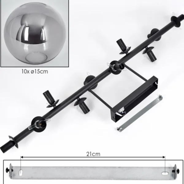 hofstein Gastor Plafonnier, Boule lumineuse Fumé, 10 lumières* Lampes Modernes