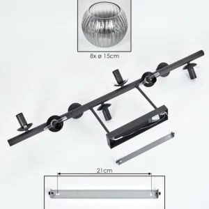 hofstein Gastor Plafonnier, Boule lumineuse Clair, Fumé, 8 lumières* Lampes Modernes