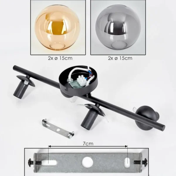 hofstein Gastor Plafonnier, Boule lumineuse Ambre, Fumé, 4 lumières* Lampes Modernes