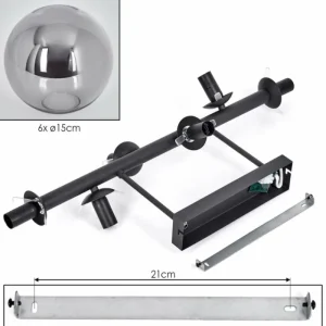 hofstein Gastor Plafonnier, Boule lumineuse Fumé, 6 lumières* Lampes Modernes
