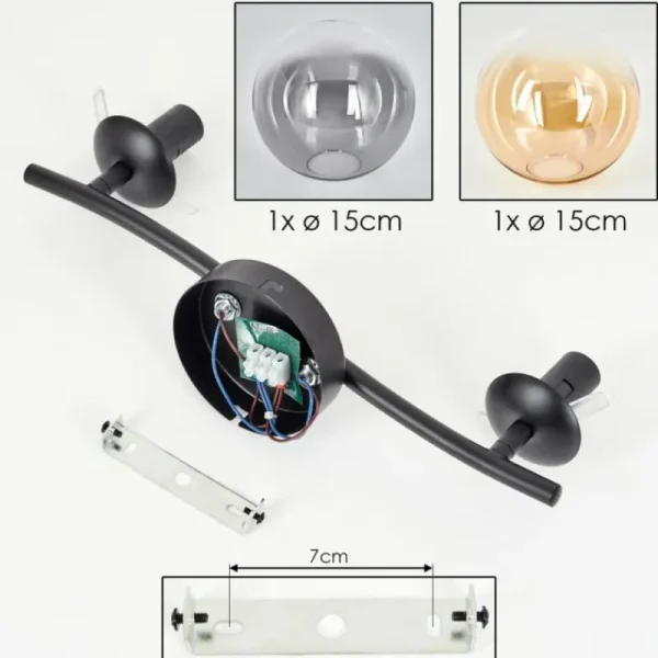 hofstein Gastor Plafonnier, Boule lumineuse Ambre, Clair, Fumé, 2 lumières* Lampes Modernes