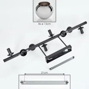 hofstein Gastor Plafonnier, Boule lumineuse Chrome, Fumé, 8 lumières* Lampes Modernes