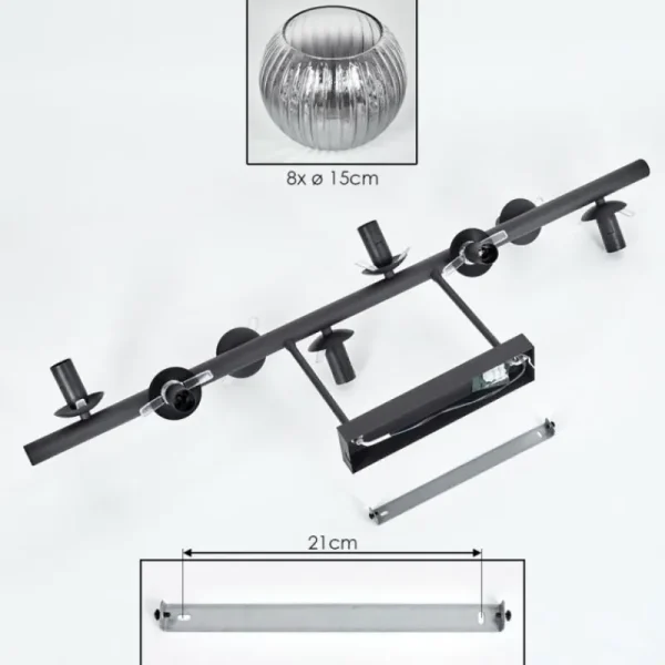 hofstein Gastor Plafonnier, Boule lumineuse Clair, Fumé, 8 lumières* Lampes Modernes