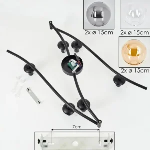 hofstein Gastor Plafonnier, Boule lumineuse Ambre, Clair, Fumé, 6 lumières* Lampes Modernes