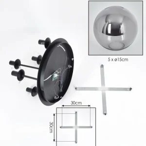 hofstein Gastor Plafonnier, Boule lumineuse 45 cm Fumé, 5 lumières* Lampes Modernes