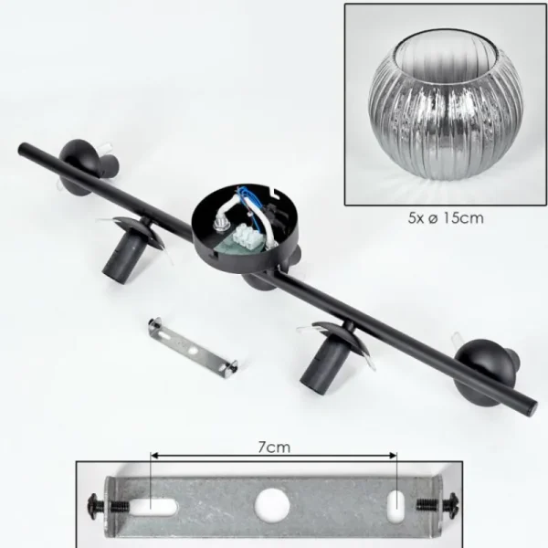 hofstein Gastor Plafonnier, Boule lumineuse Clair, Fumé, 5 lumières* Lampes Modernes