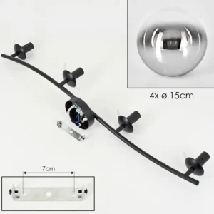 hofstein Gastor Plafonnier, Boule lumineuse Chrome, Clair, Fumé, 4 lumières* Lampes Modernes