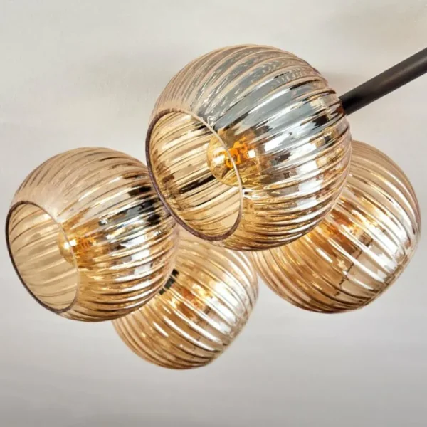 hofstein Gastor Plafonnier, Boule lumineuse Ambre, 5 lumières* Lampes Modernes