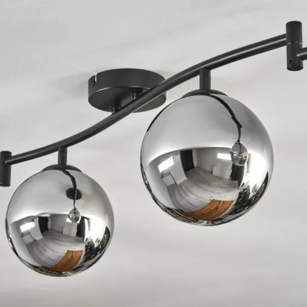 hofstein Gastor Plafonnier, Boule lumineuse Chrome, Fumé, 6 lumières* Lampes Modernes
