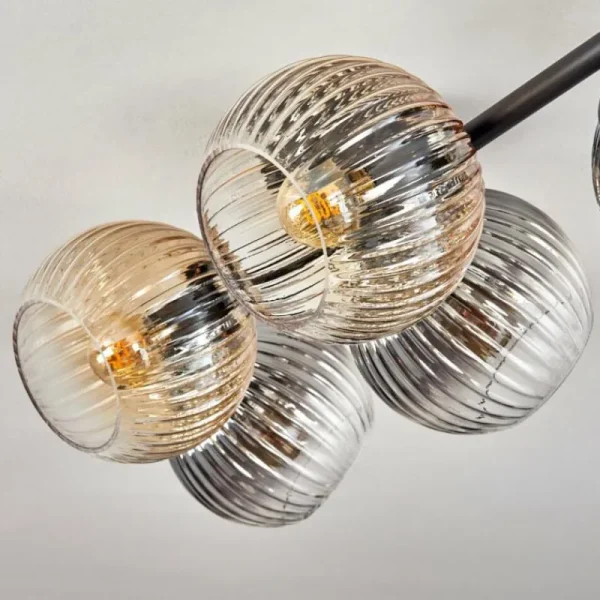 hofstein Gastor Plafonnier, Boule lumineuse Ambre, Clair, Fumé, 5 lumières* Lampes Modernes