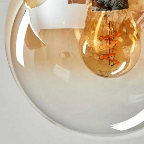 hofstein Gastor Plafonnier, Boule lumineuse Ambre, Clair, 5 lumières* Lampes En Verre