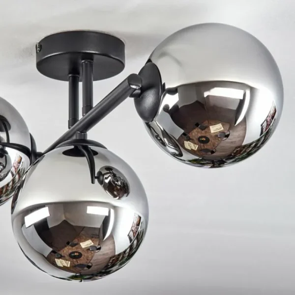 hofstein Gastor Plafonnier, Boule lumineuse Chrome, Fumé, 3 lumières* Lampes Modernes