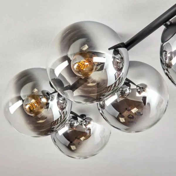 hofstein Gastor Plafonnier, Boule lumineuse Chrome, Clair, Fumé, 5 lumières* Lampes Modernes