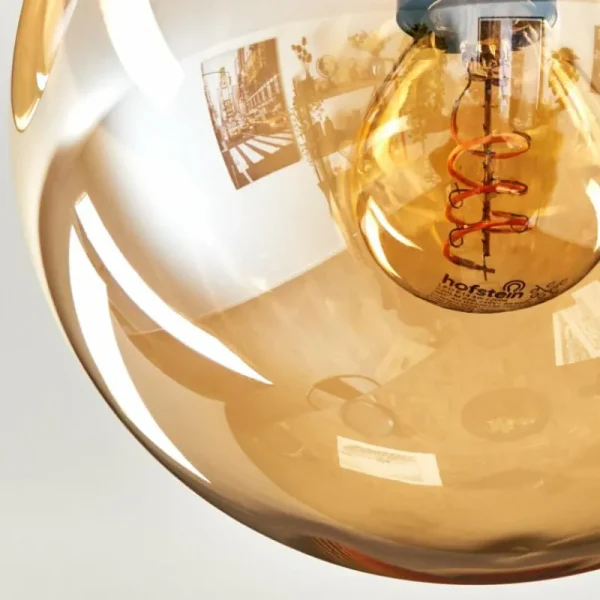 hofstein Gastor Plafonnier, Boule lumineuse Ambre, Fumé, 3 lumières* Lampes Modernes