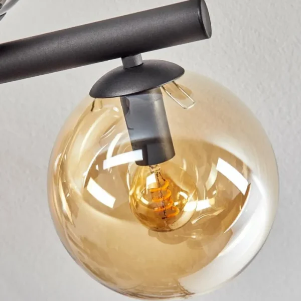 hofstein Gastor Plafonnier, Boule lumineuse Ambre, Fumé, 10 lumières* Lampes Modernes