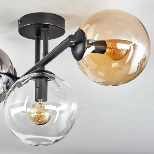 hofstein Gastor Plafonnier, Boule lumineuse Ambre, Clair, Fumé, 3 lumières* Lampes Modernes
