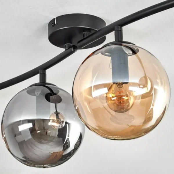 hofstein Gastor Plafonnier, Boule lumineuse Ambre, Fumé, 4 lumières* Lampes Modernes