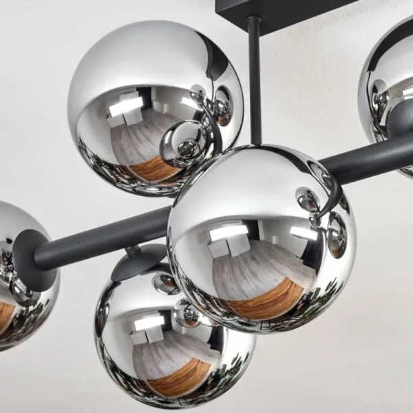 hofstein Gastor Plafonnier, Boule lumineuse Chrome, Fumé, 8 lumières* Lampes Modernes