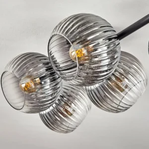 hofstein Gastor Plafonnier, Boule lumineuse Clair, Fumé, 5 lumières* Lampes Modernes