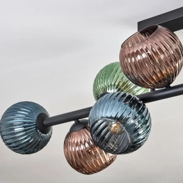 hofstein Gastor Plafonnier, Boule lumineuse Bleu, Vert, Cuivré, 10 lumières* Lampes Modernes