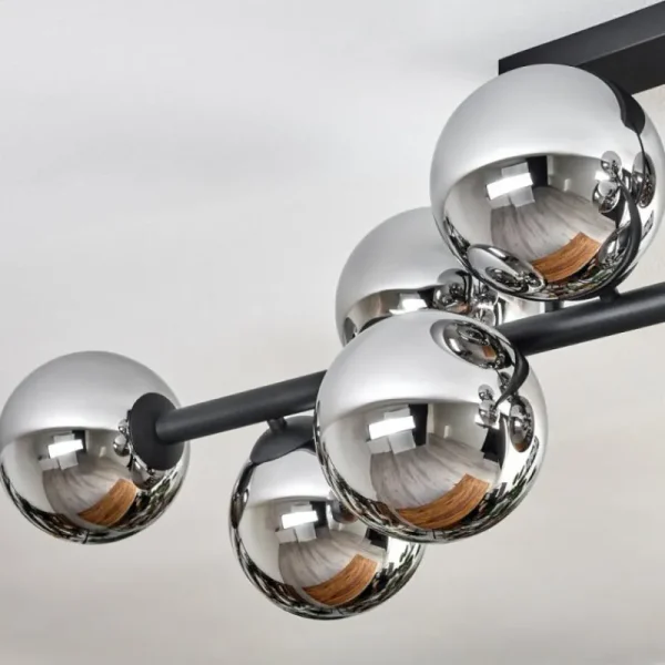 hofstein Gastor Plafonnier, Boule lumineuse Chrome, Fumé, 10 lumières* Lampes Modernes