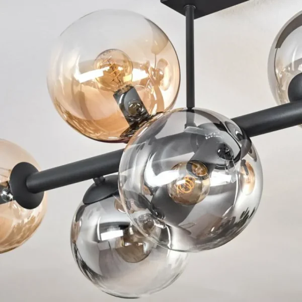 hofstein Gastor Plafonnier, Boule lumineuse Ambre, Clair, Fumé, 8 lumières* Lampes Modernes