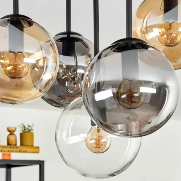 hofstein Gastor Plafonnier, Boule lumineuse 45 cm Ambre, Clair, Fumé, 5 lumières* Lampes Modernes