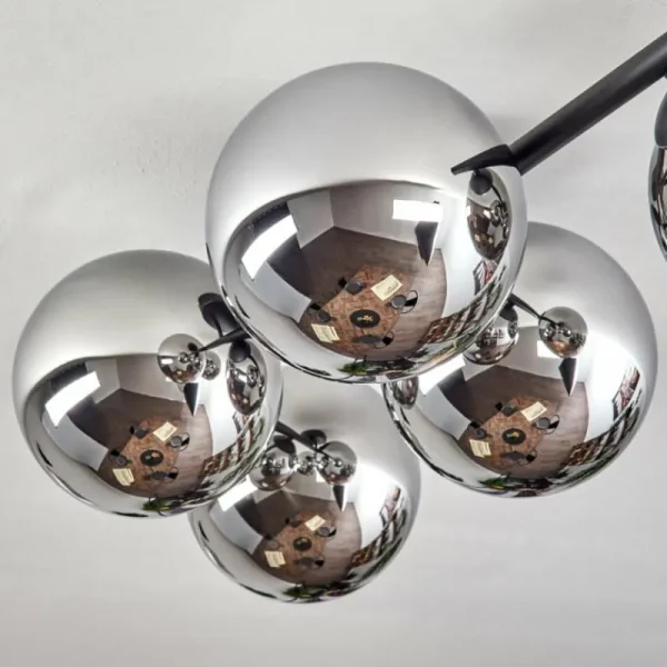 hofstein Gastor Plafonnier, Boule lumineuse Chrome, Fumé, 5 lumières* Lampes Modernes