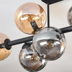 hofstein Gastor Plafonnier, Boule lumineuse Ambre, Fumé, 8 lumières* Lampes Modernes