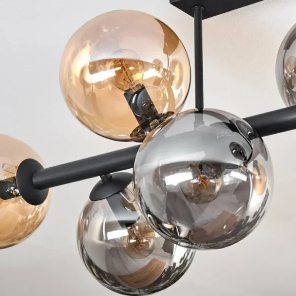 hofstein Gastor Plafonnier, Boule lumineuse Ambre, Fumé, 8 lumières* Lampes Modernes