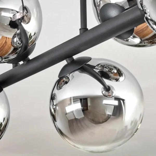 hofstein Gastor Plafonnier, Boule lumineuse Chrome, Clair, Fumé, 6 lumières* Lampes Modernes